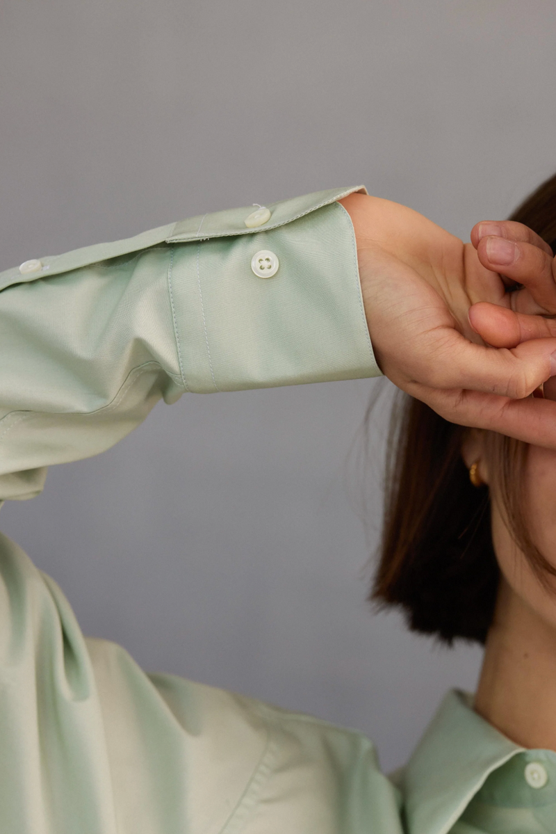La Shirt Classica in Cotton Poplin - Sage