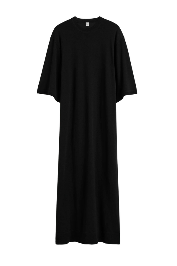 Merino Knit Tee Dress - Black