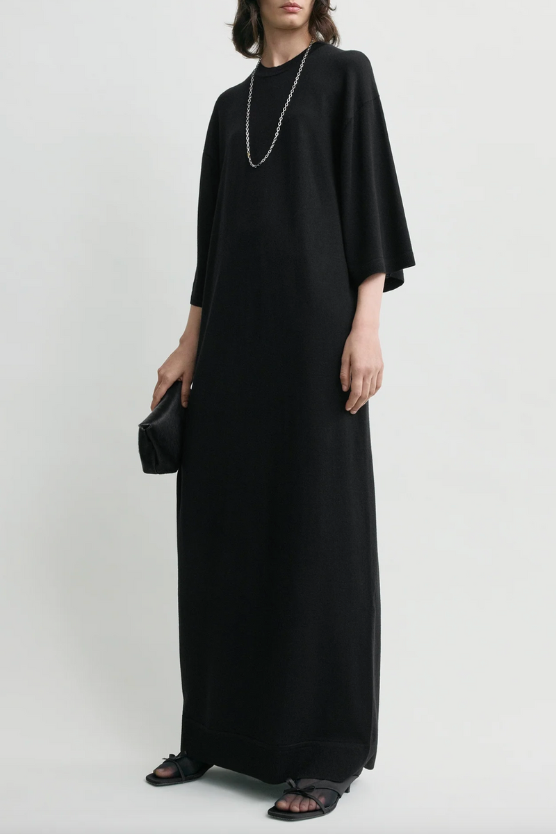 Merino Knit Tee Dress - Black