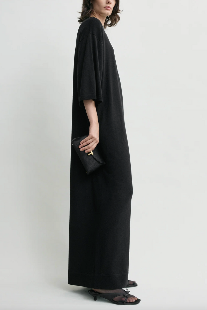 Merino Knit Tee Dress - Black