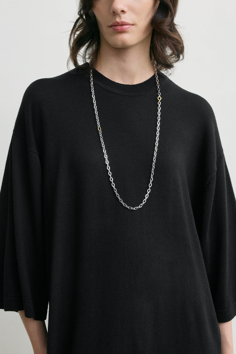 Merino Knit Tee Dress - Black