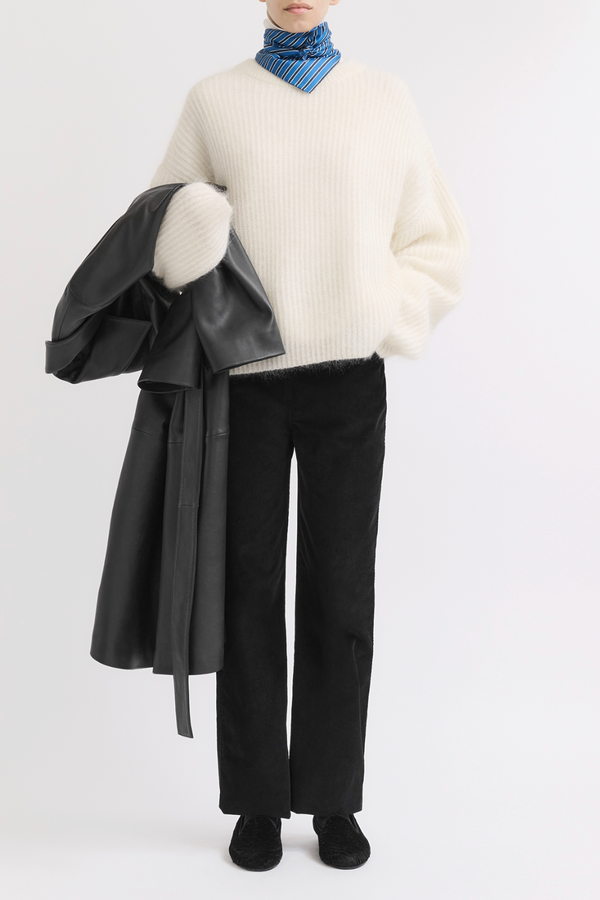 Mohair Blend Rib Knit - Ecru