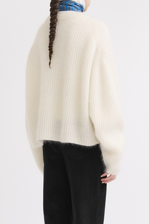 Mohair Blend Rib Knit - Ecru
