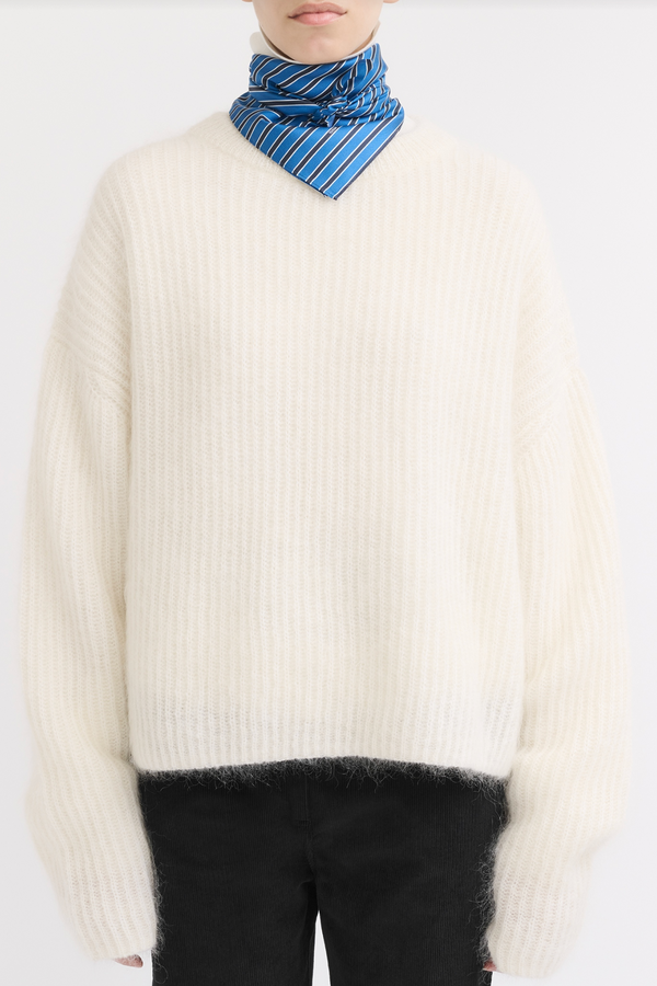 Mohair Blend Rib Knit - Ecru