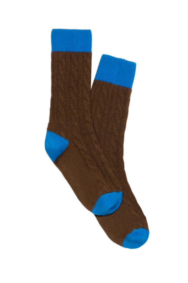 Cable Socks - Chestnut/Twilight