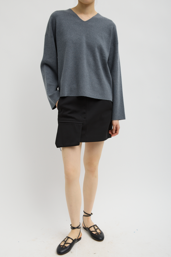 Double Faced Cashmere Oversize Easy Sweater - Medium Heather Grey
