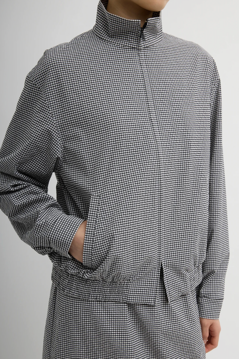 Tech Gingham Track Jacket - Black/White Gingham