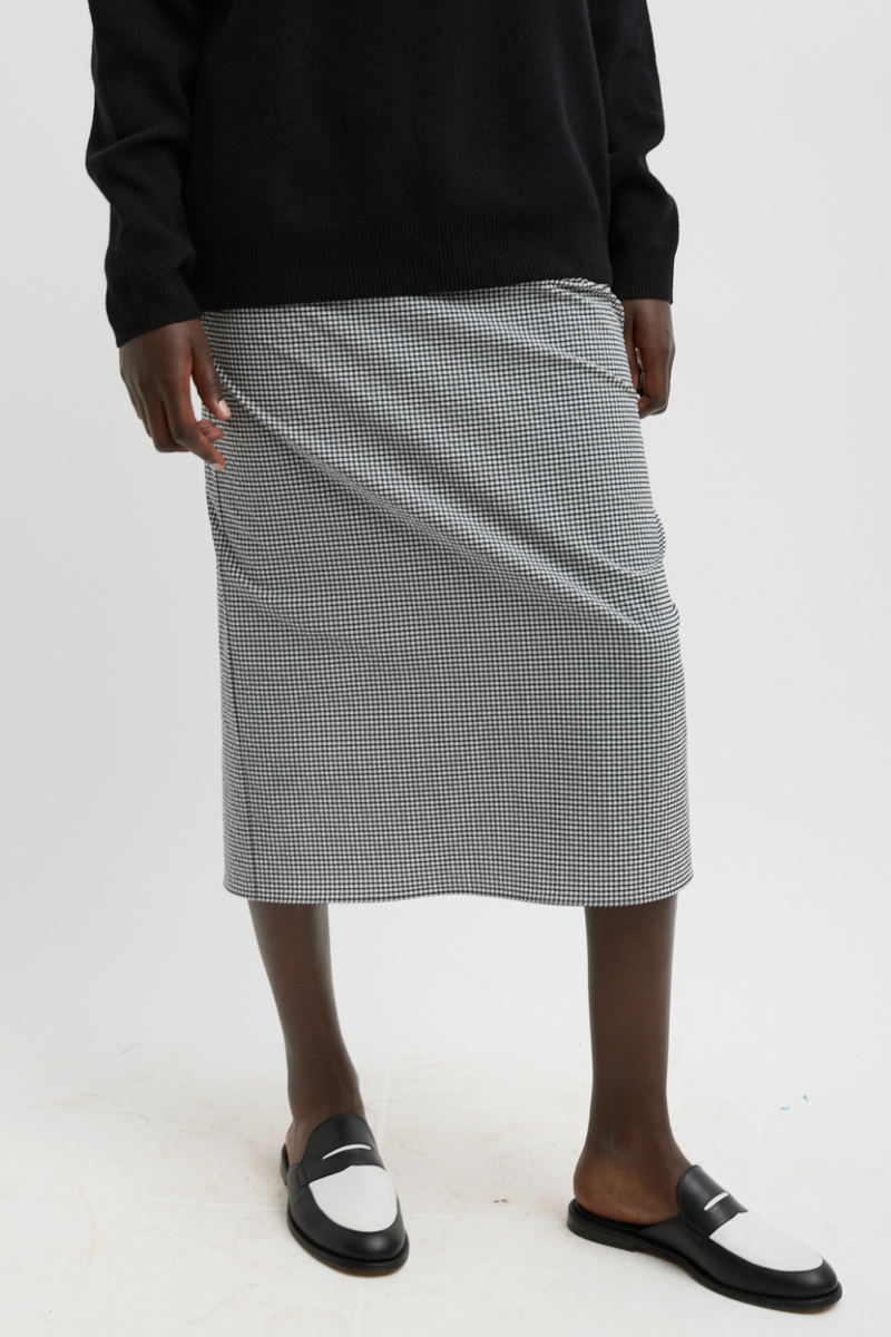 Tech Gingham Slip Skirt - Black/White Gingham