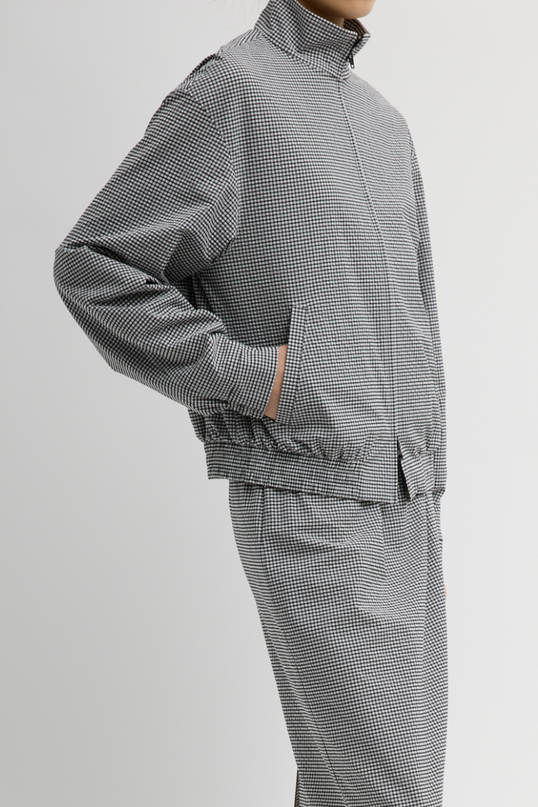 Tech Gingham Track Jacket - Black/White Gingham