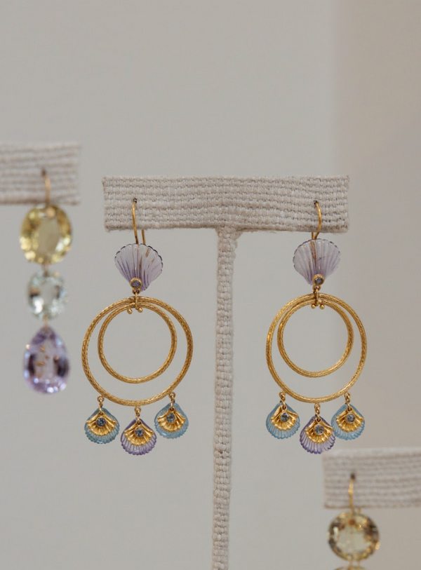 Calypso Hoop Earrings - Amethyst & Aquamarine