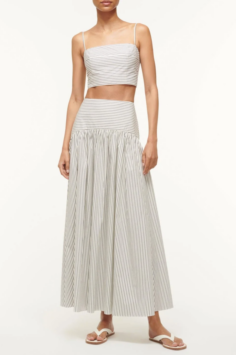 Procida Skirt - Ivory/Dark Oak Micro Stripe