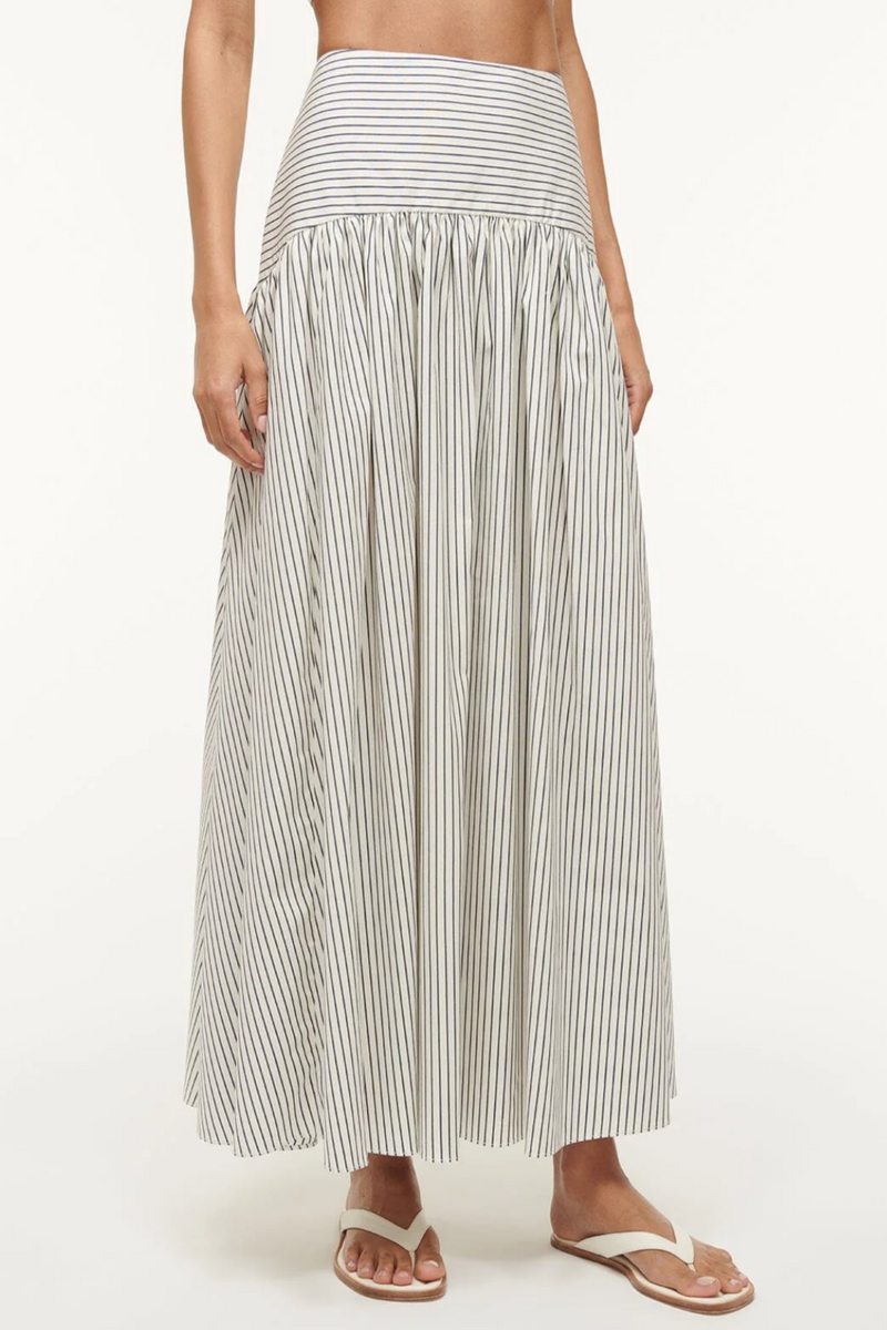 Procida Skirt - Ivory/Dark Oak Micro Stripe