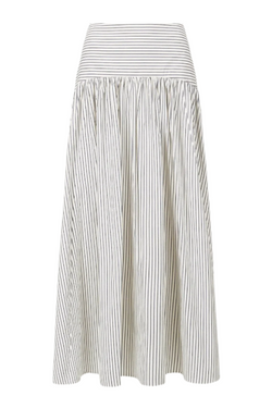 Procida Skirt - Ivory/Dark Oak Micro Stripe