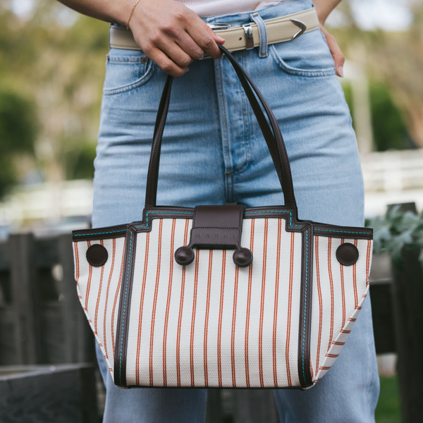 Striped Canvas Mini Riviera - Hot Red/Lily White