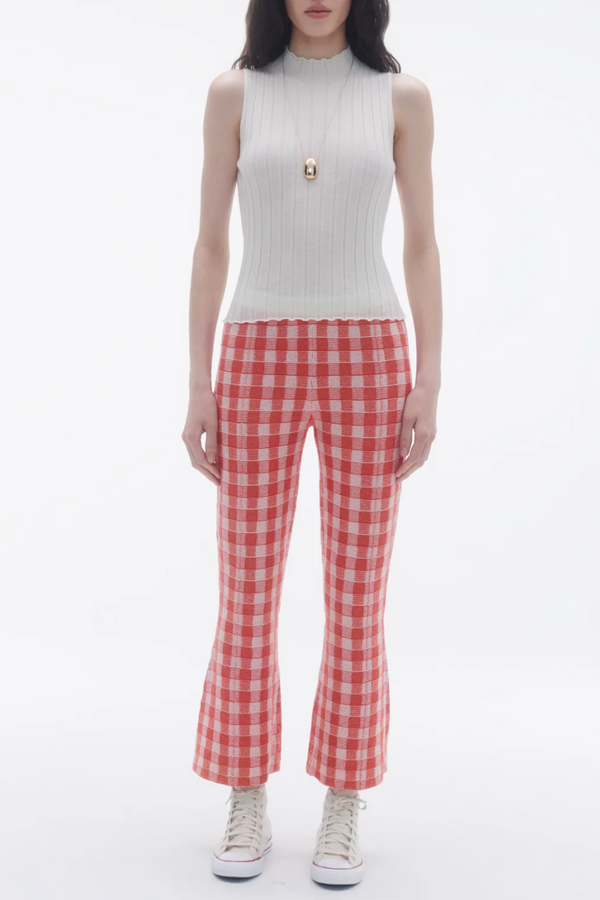 Gingham Flare Pant - Chery Combo