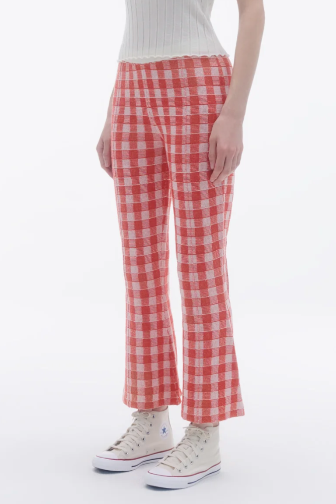 Gingham Flare Pant - Chery Combo