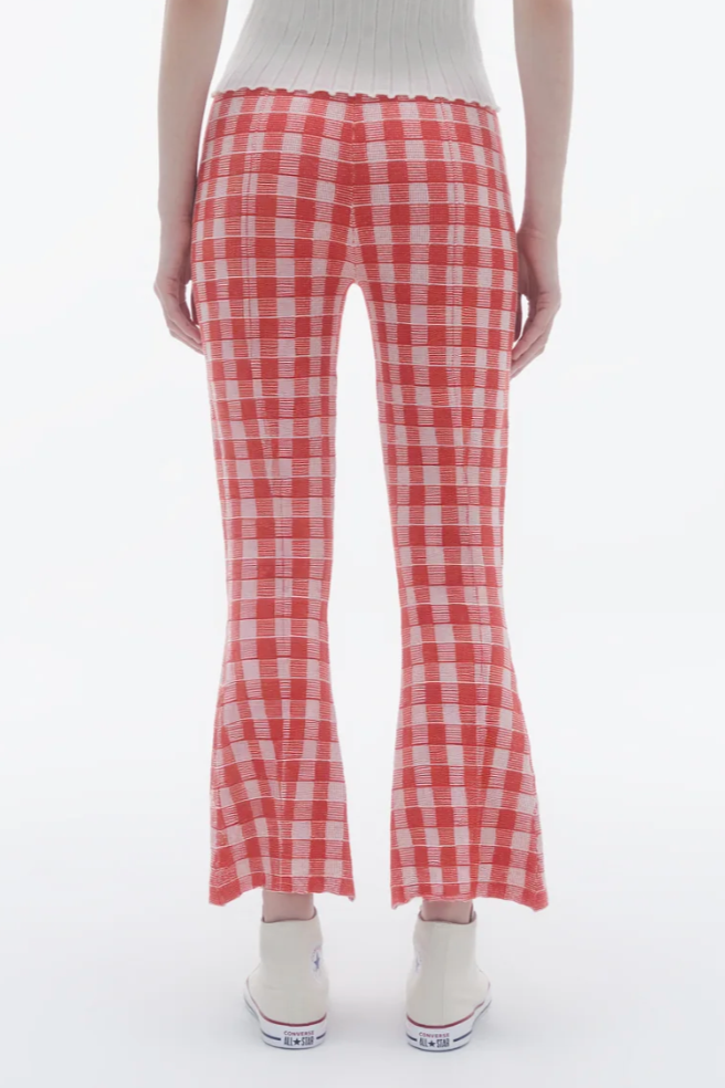 Gingham Flare Pant - Chery Combo