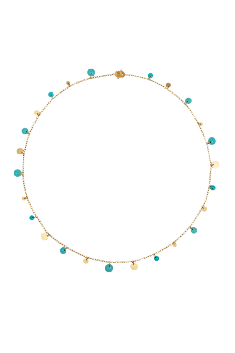 XS Dangling Sequins & Turquoise Cabochon Necklace
