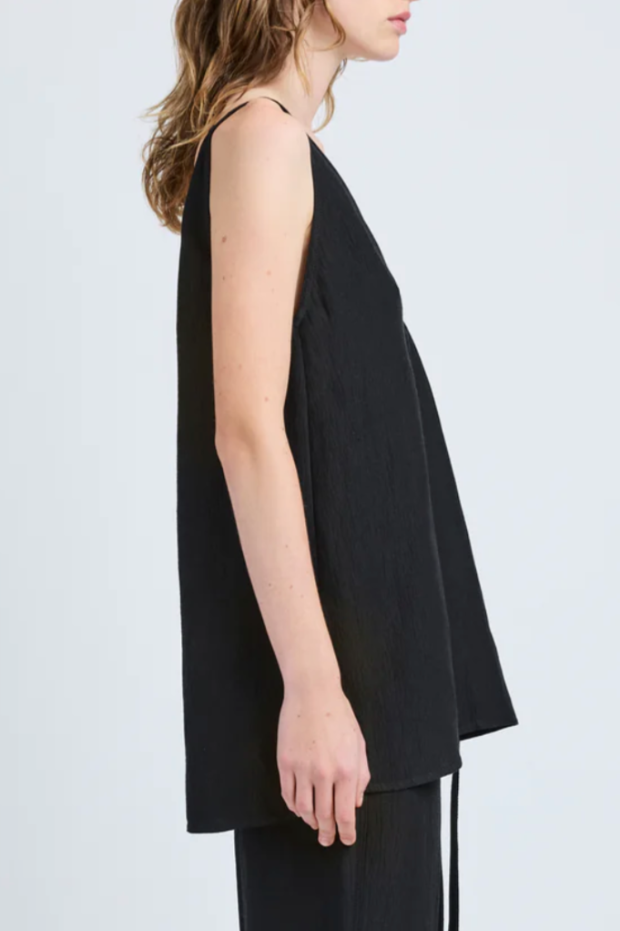 Mitchell Top in Viscose Linen - Black