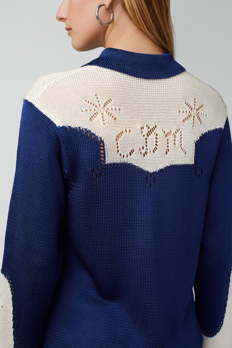 Western Shirt - Navy/Natural