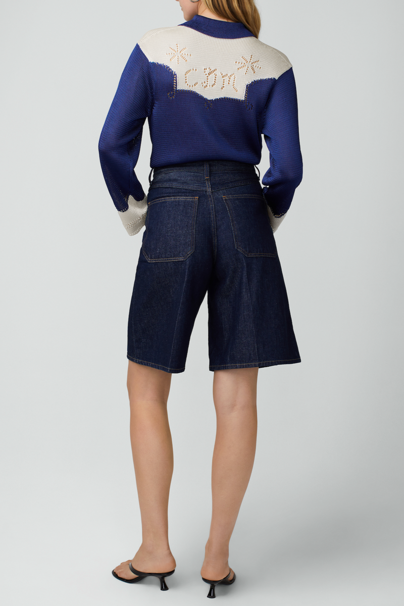 Western Shirt - Navy/Natural