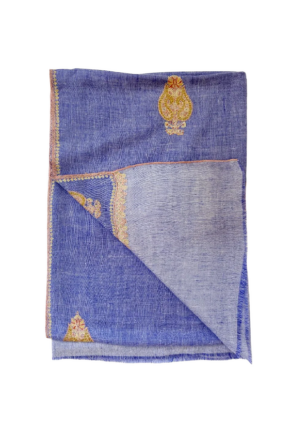 All Over Embroidered Cashmere Scarf - Heather Purple