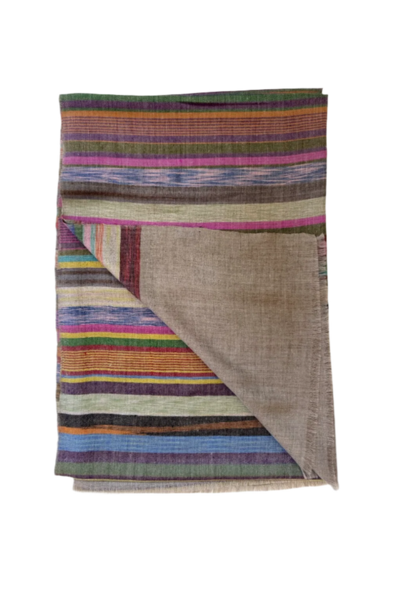 Non-Embroidered Cashmere Scarf - Multi Stripe