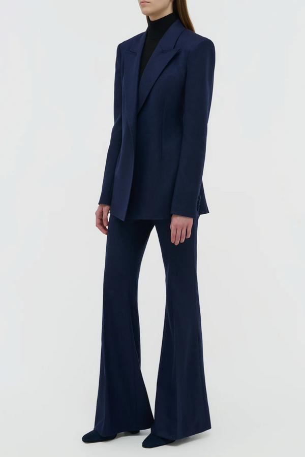Rhein Pant Flare Pant in Wool Cashmere Flannel - Navy