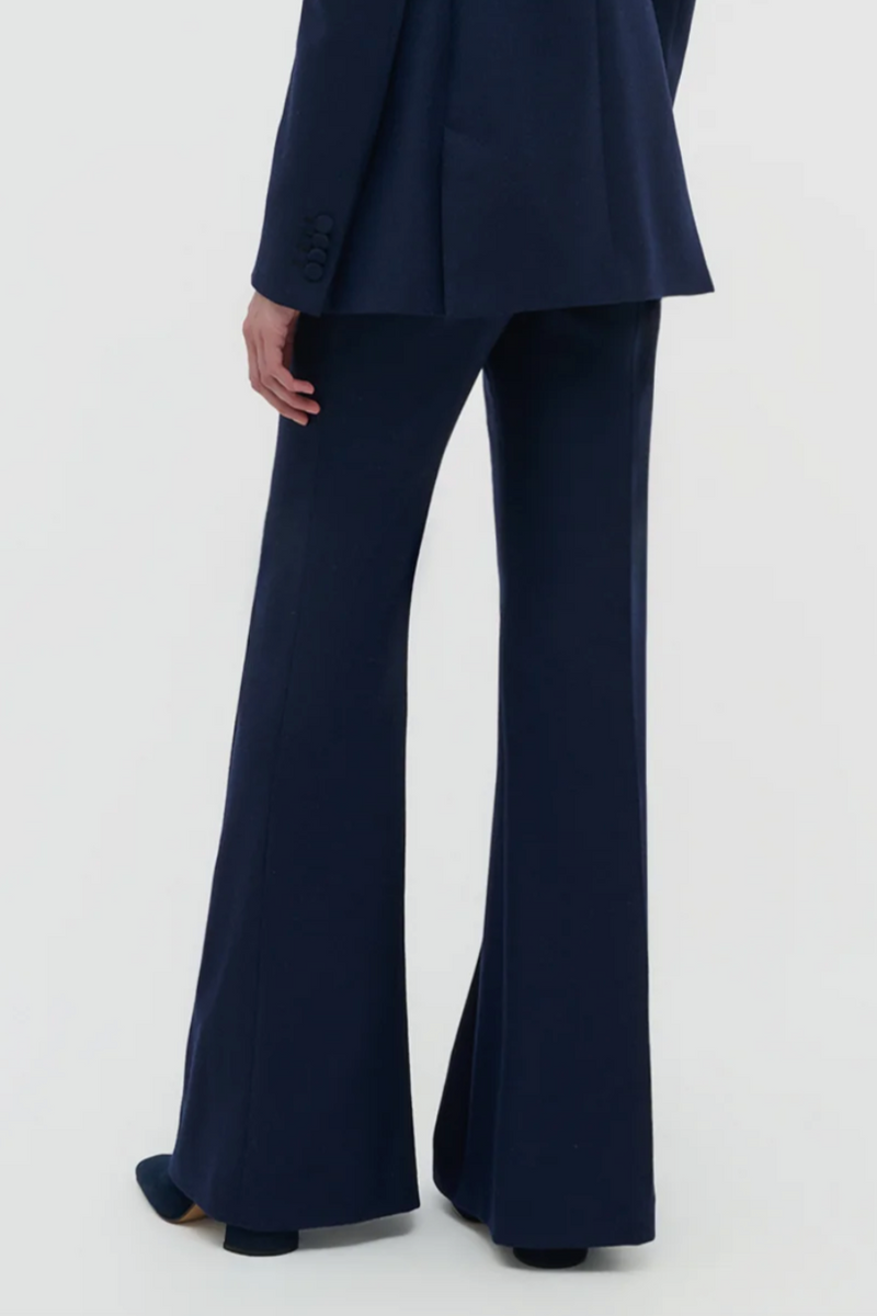 Rhein Pant Flare Pant in Wool Cashmere Flannel - Navy