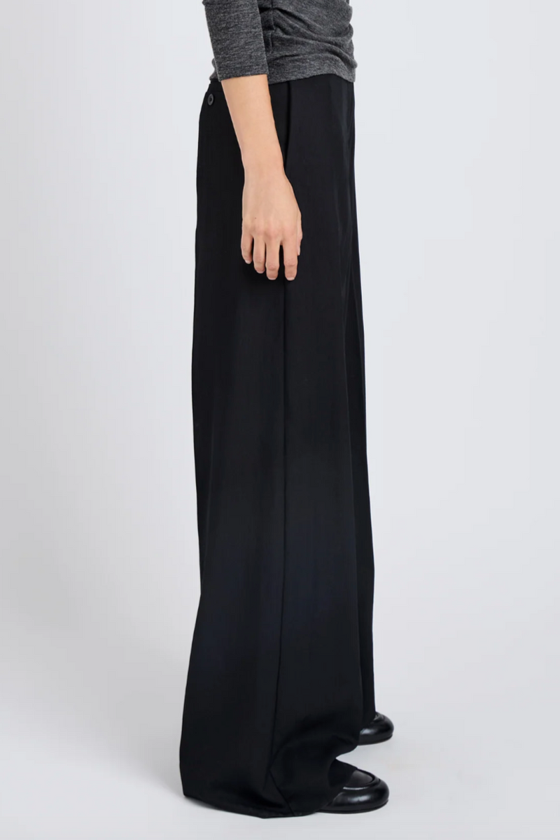 Lydia Pant in Drapey Suiting - Black