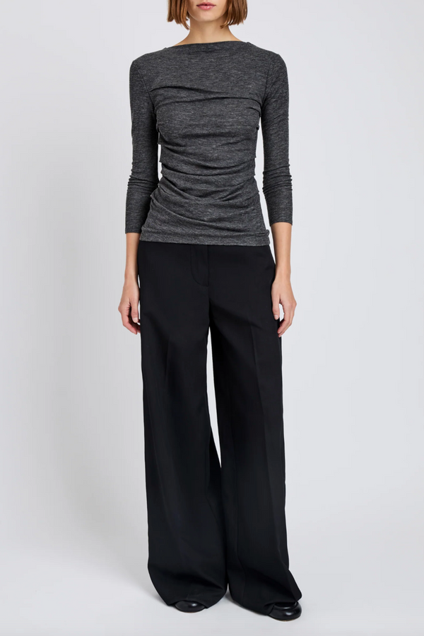 Lydia Pant in Drapey Suiting - Black
