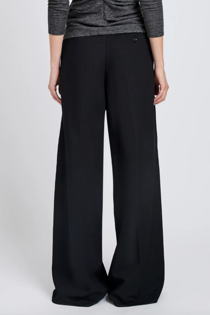Lydia Pant in Drapey Suiting - Black