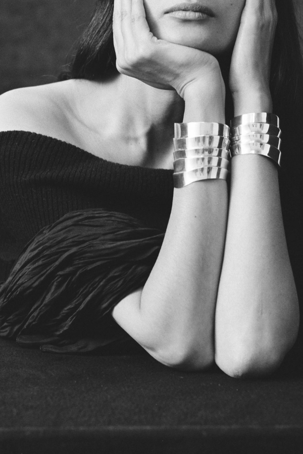 Medium Wave Cuff - Sterling Silver