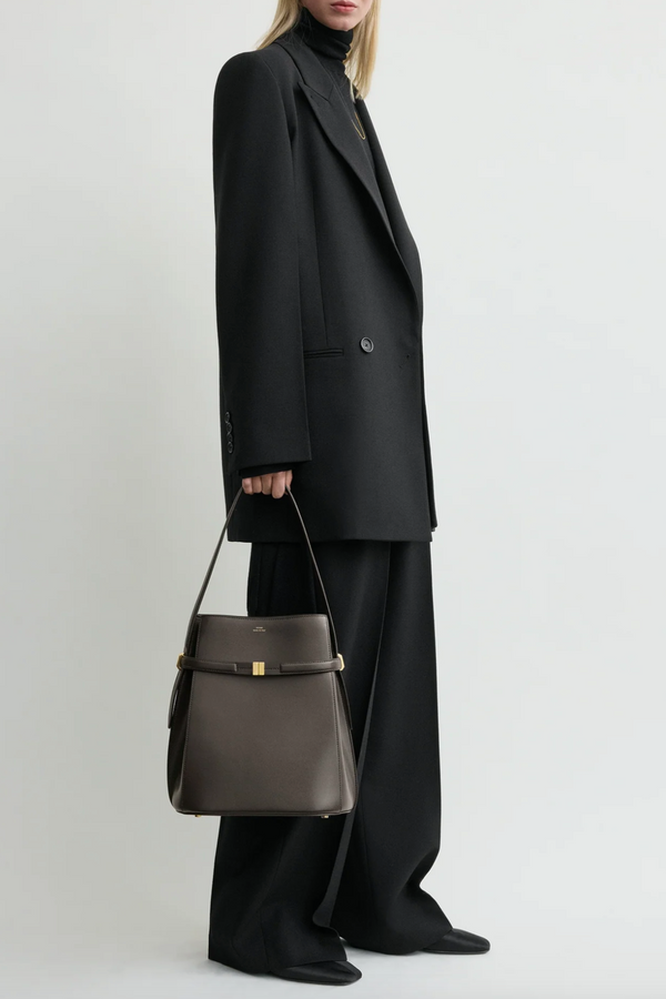 Belted Leather Bucket Bag - Bark