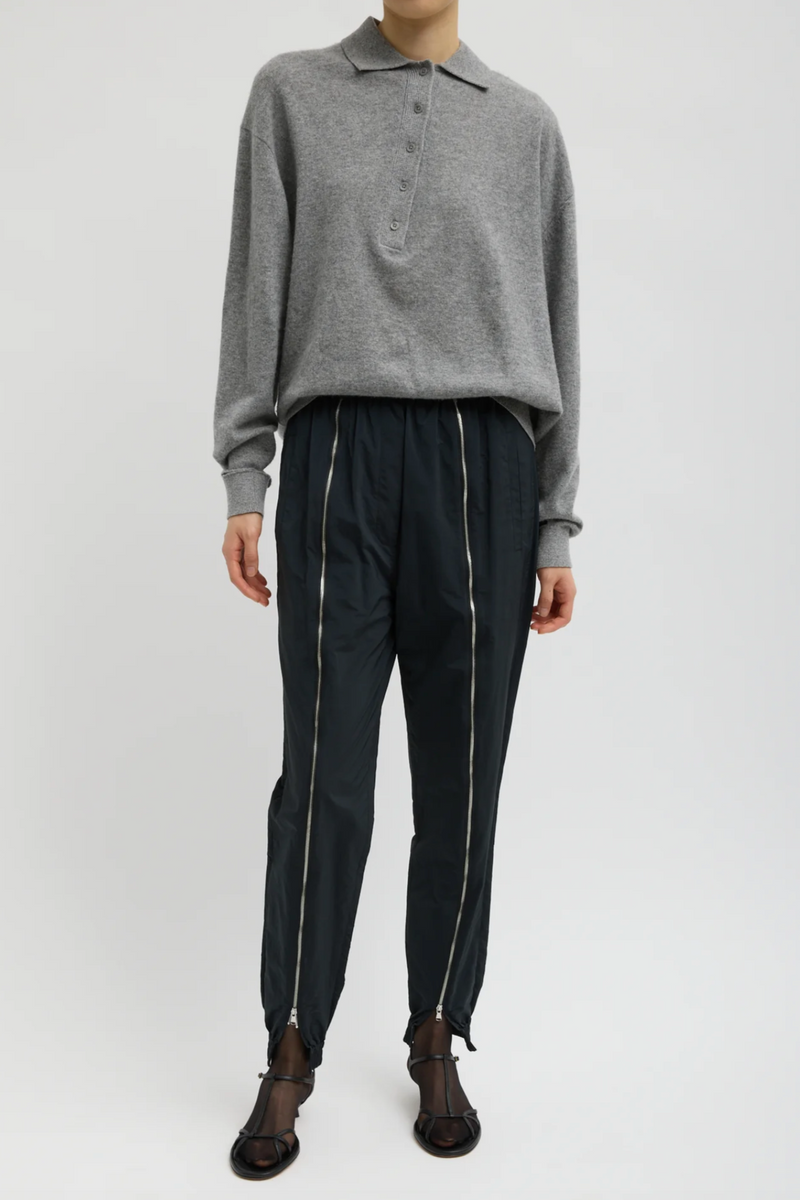 Nylon Zipper Jogger -Black