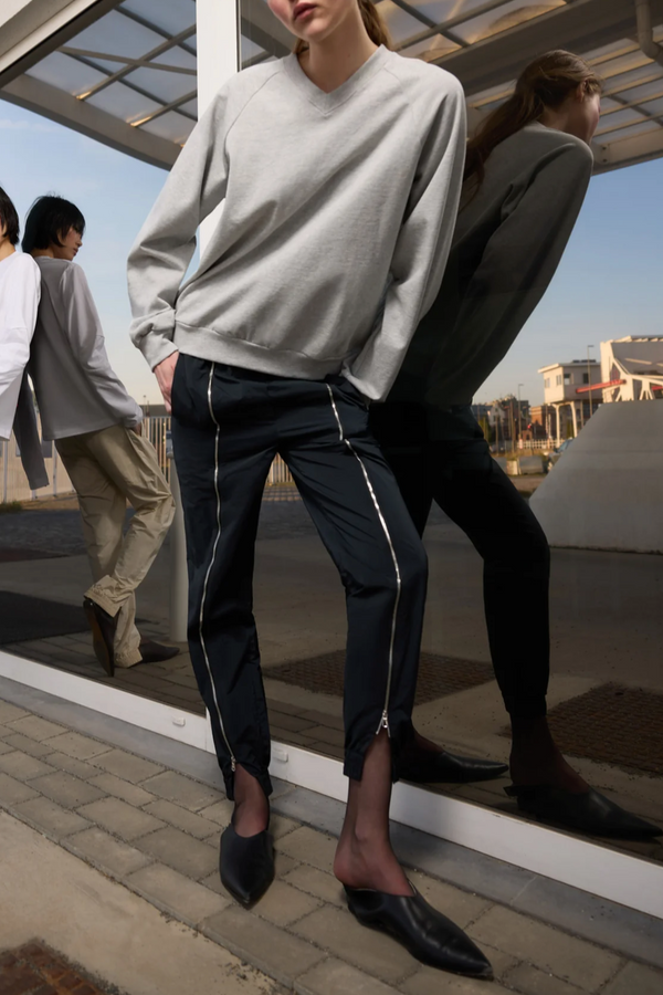 Nylon Zipper Jogger -Black