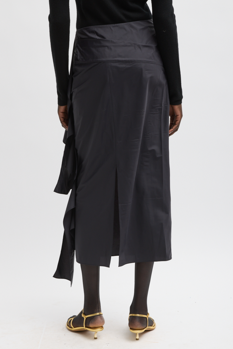 Italian Sporty Nylon Ribbon Skirt - Black