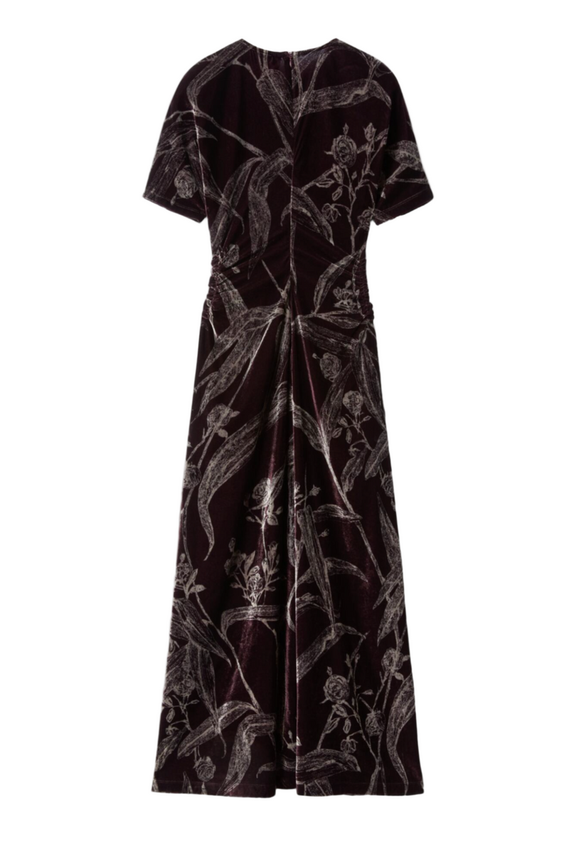 Angelica Dress in Velvet Devoré - Bamboo