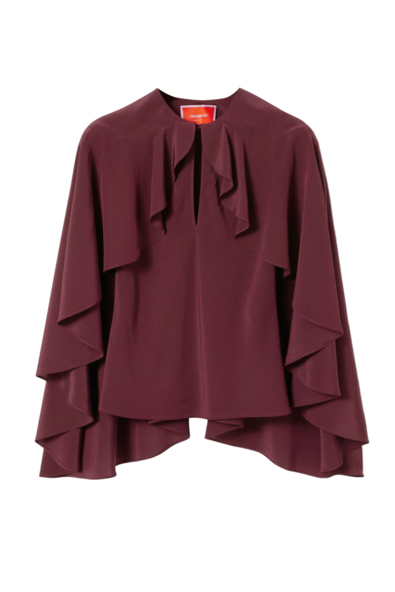 Magic Top in Crepe De Chine Silk - Burgundy