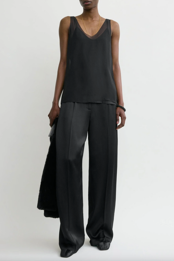Chiffon Slip Top - Black