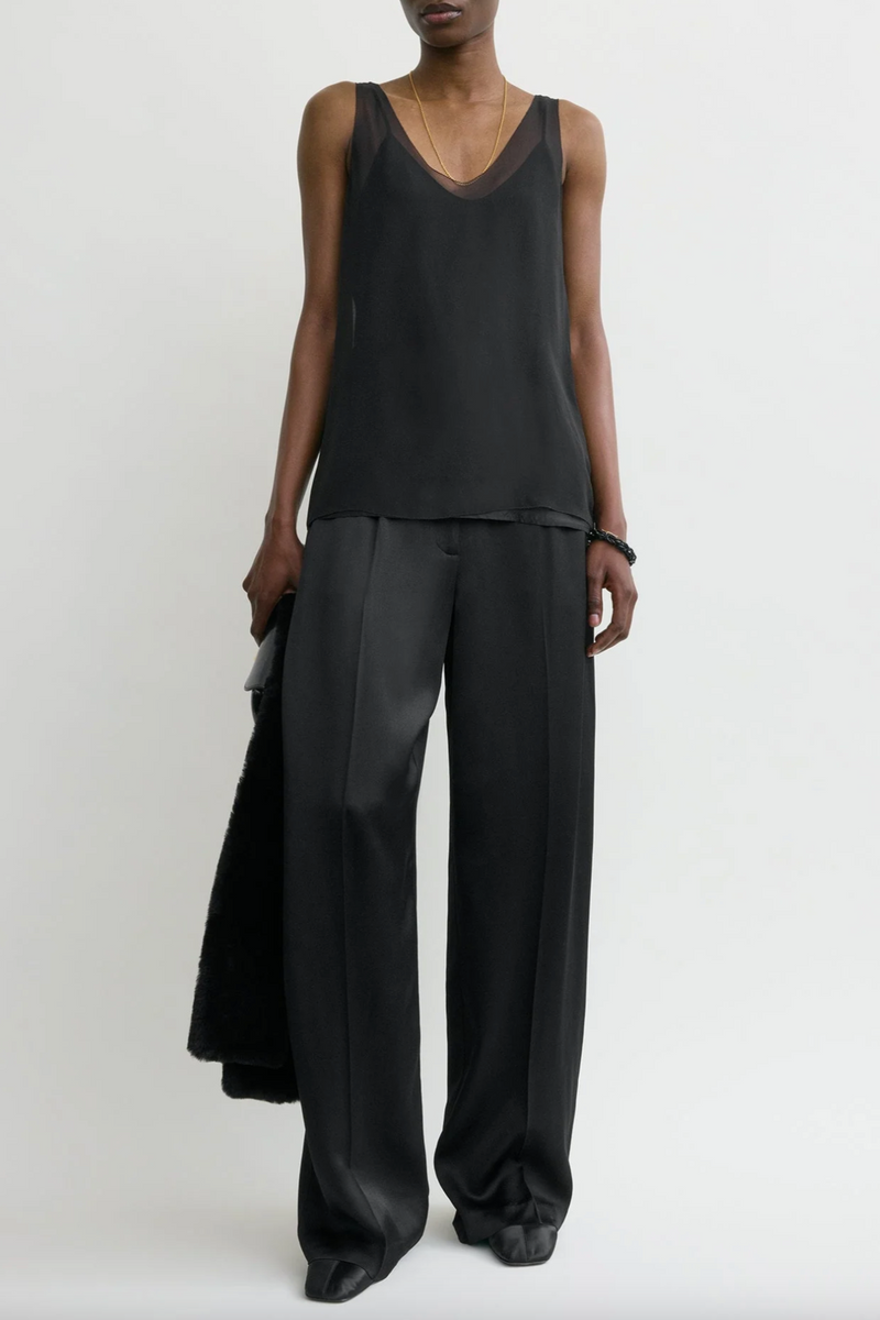 Chiffon Slip Top - Black