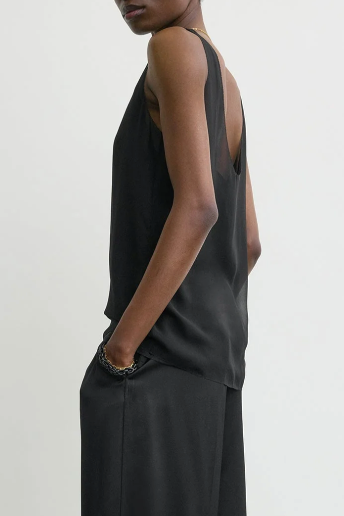 Chiffon Slip Top - Black