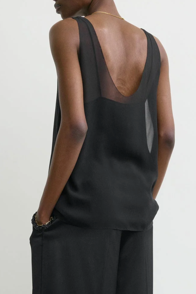 Chiffon Slip Top - Black