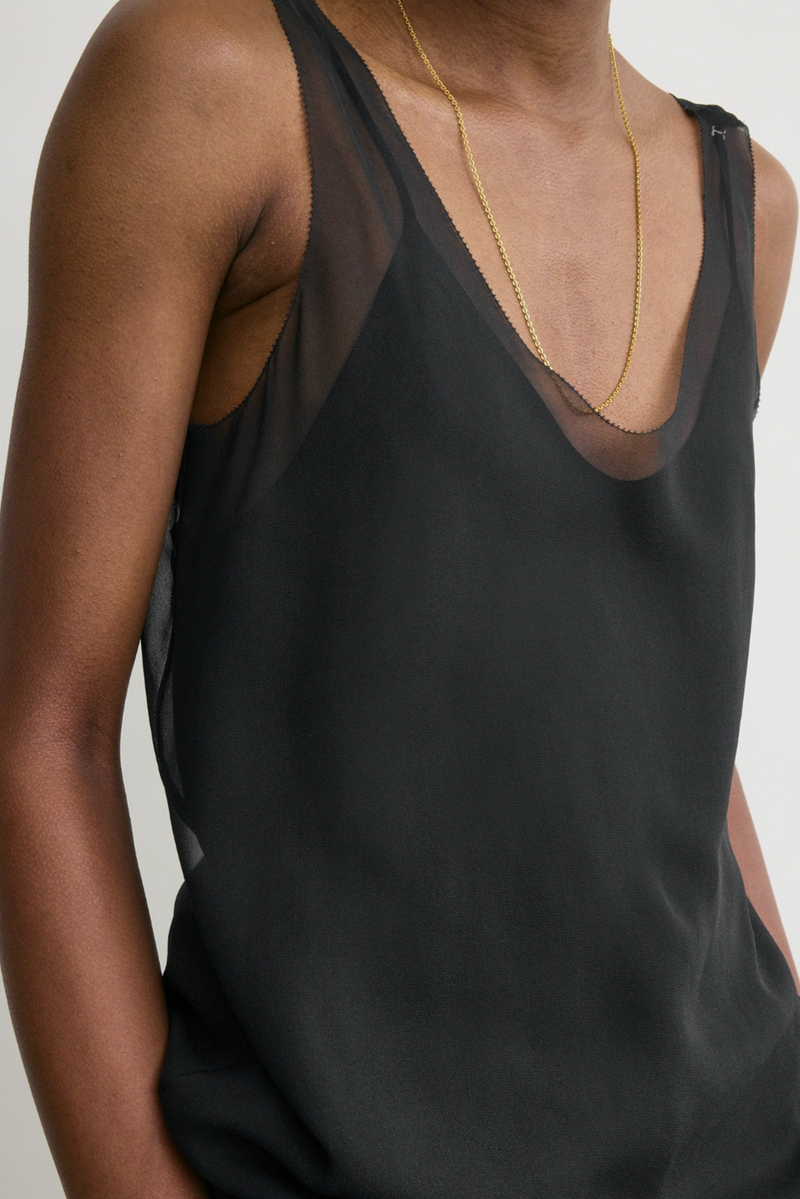 Chiffon Slip Top - Black