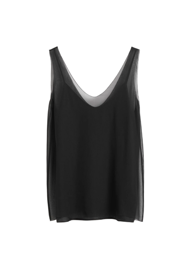 Chiffon Slip Top - Black