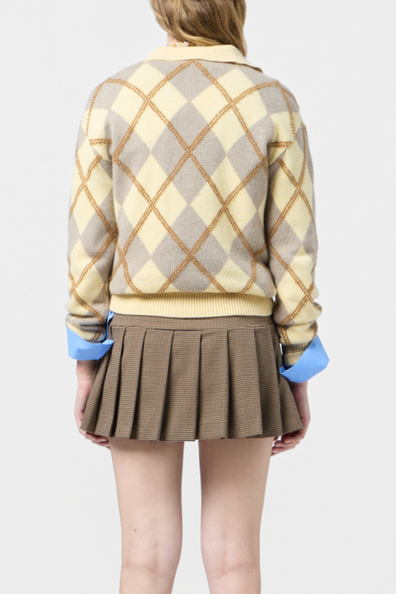 Collegiate Argyle Polo - Butter Combo