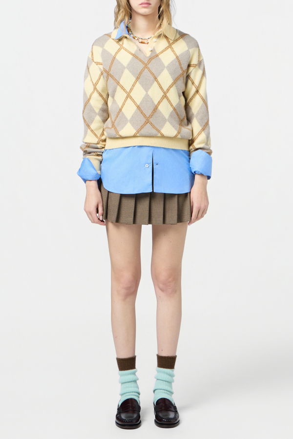 Collegiate Argyle Polo - Butter Combo