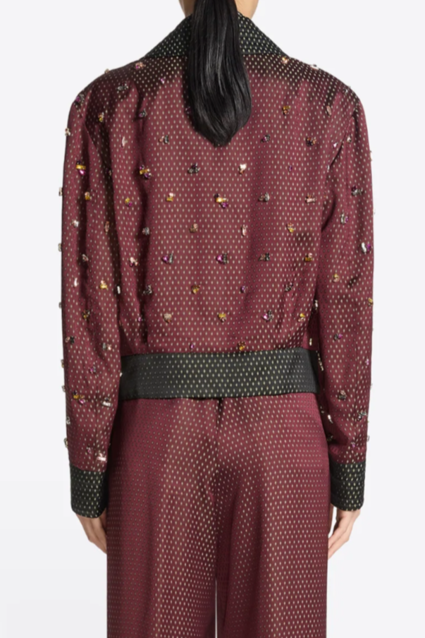 Vurani Crystal Embroidered Jacket - Burgundy
