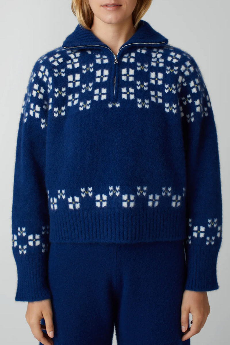 Winter Fair Isle Half Zip - Navy/Multi