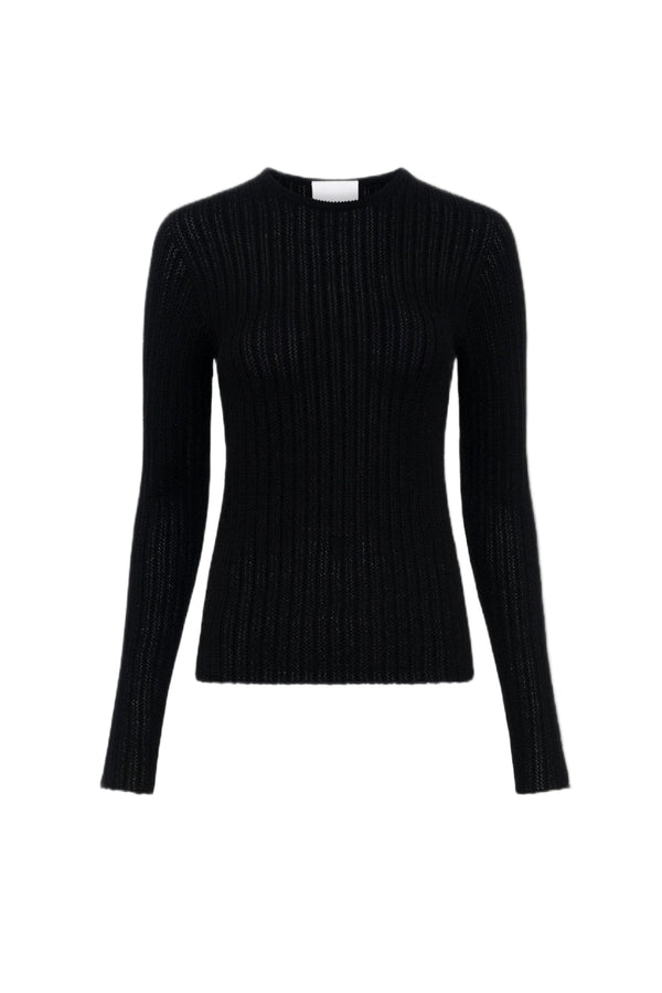 Dolie Crewneck Fitted Sweater - Deep Black
